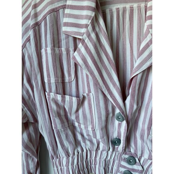 Retro Vtg Cache 90s 70s Button Shirtstripped Women Size M Blouse Shoulder Pads - Picture 3 of 6